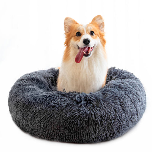 Calming Fluffy Donut Bed for Dogs and Cats
